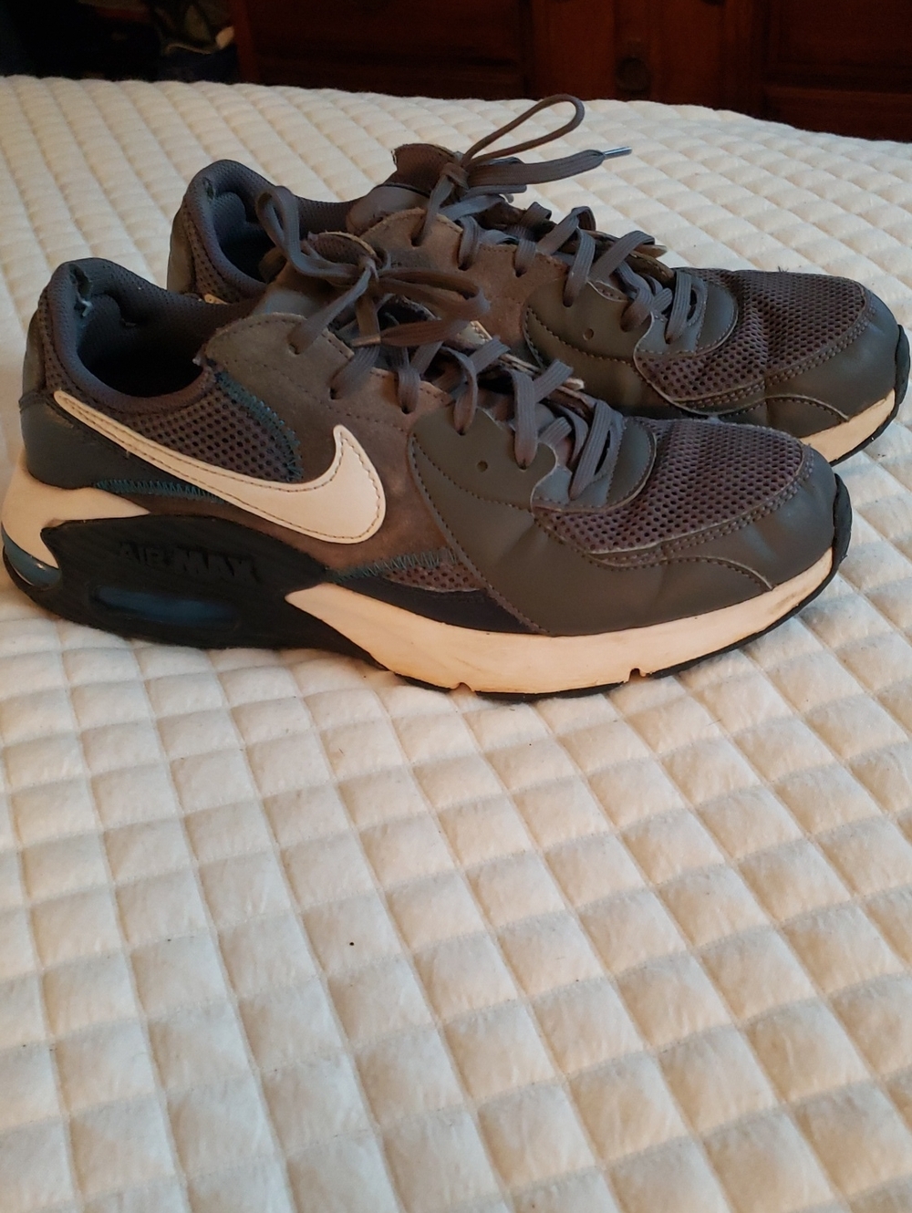 Nike Air Max Gray Leather and Mesh Athletic Sneakers